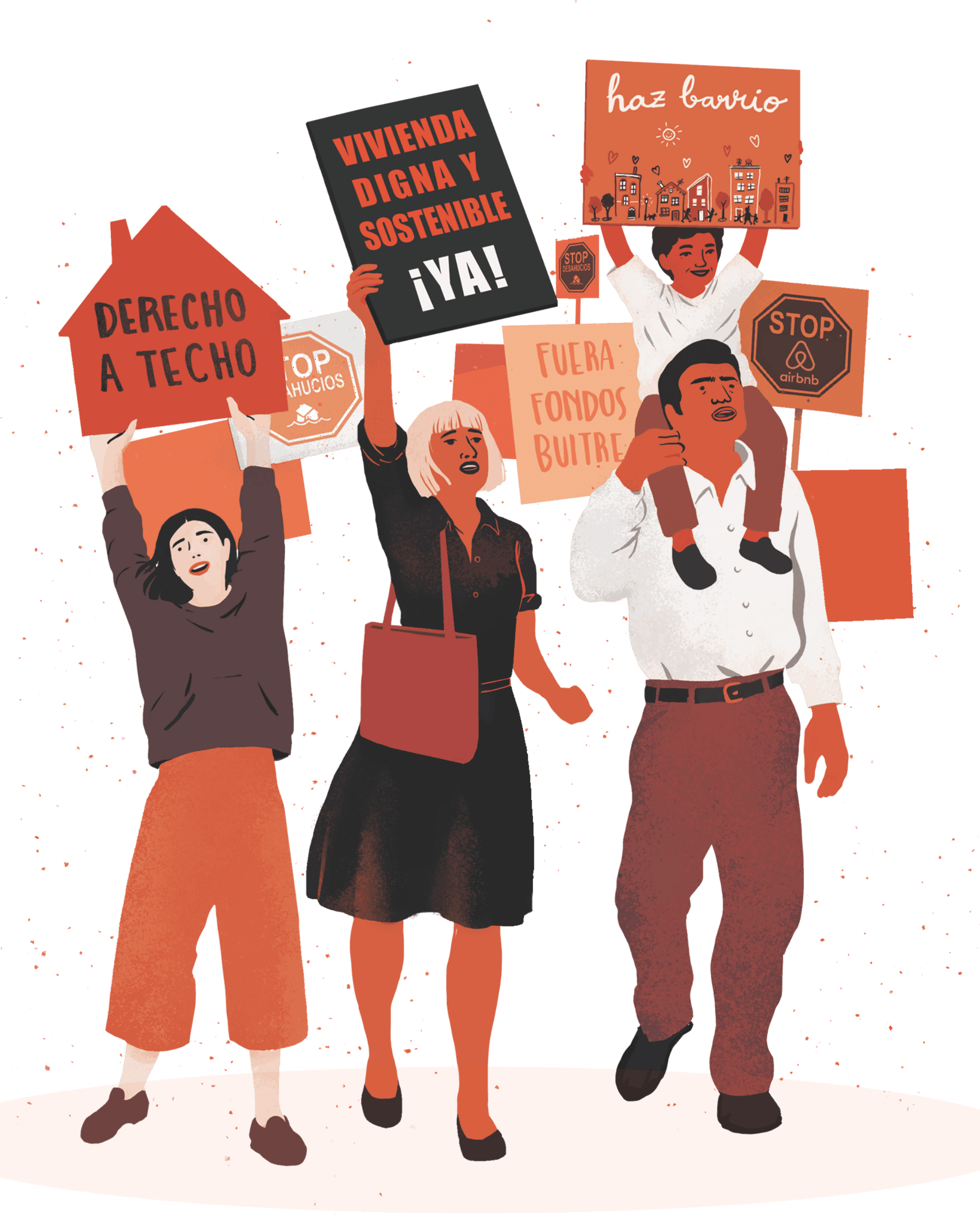 Personas con carteles